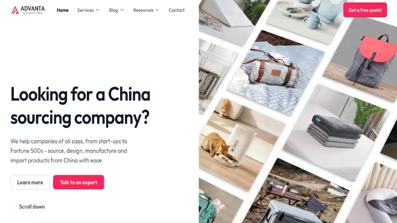 AdvantSourcing homepage