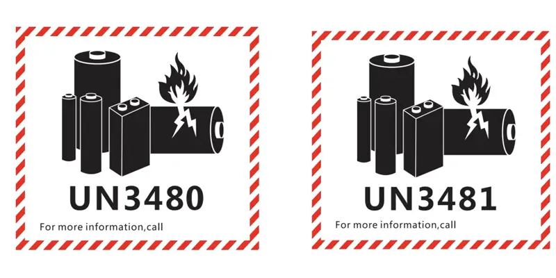 UN3480 and UN3481 lithium battery shipping marks, required labels for lithium-ion batteries in international freight