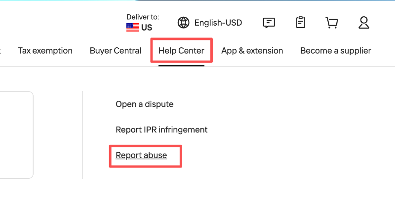 abuse.webpNavigate to Alibaba Help Center and click Report abuse to report a scammer supplier