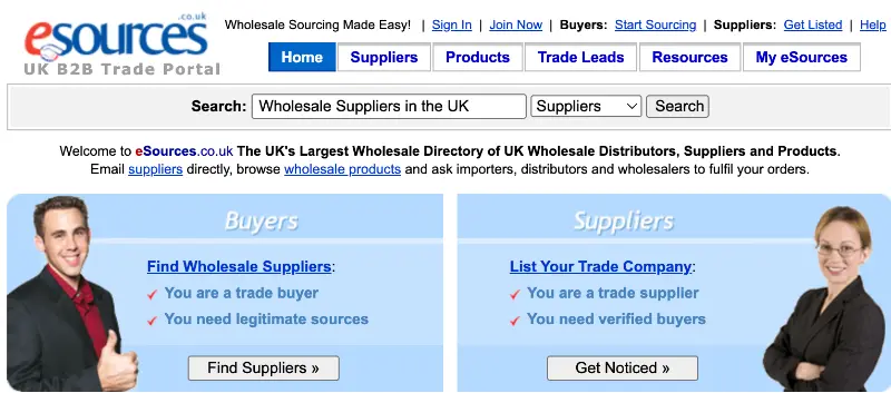 eSources UK page