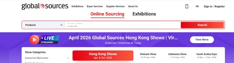 Global Sources homepage
