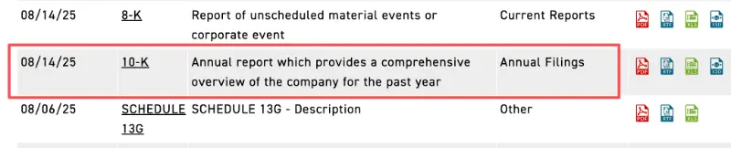Tapestry Inc. FY2025 Form 10-K annual report filing on SEC EDGAR database