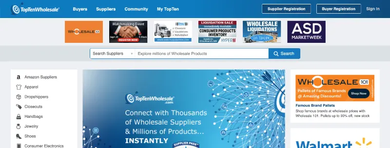 TopTenWholesale homepage