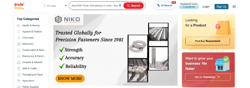 TradeIndia homepage