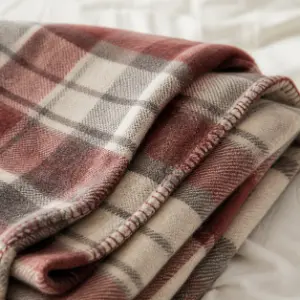 flannel blanket material with brushed plaid surface