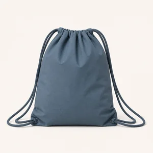 Lightweight drawstring bag with cord shoulder straps