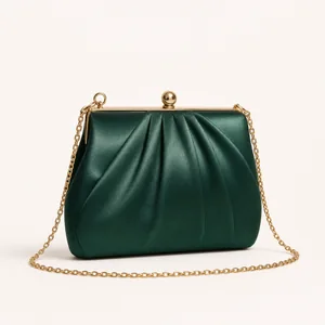 Elegant evening bag with chain strap and satin finish