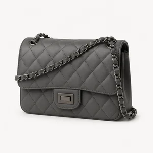 Quilted flap bag with chain shoulder strap