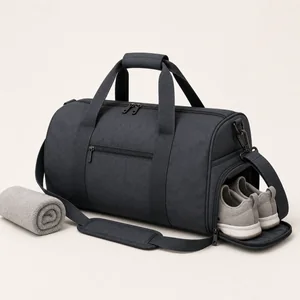 Gym bag with shoe pocket and shoulder strap