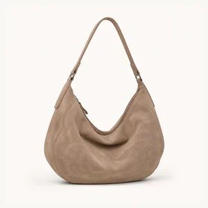 Slouchy hobo bag with crescent shape and soft body