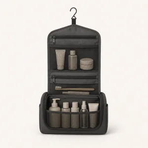 Hanging toiletry bag with compartments for travel