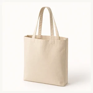 Canvas tote bag with open top and parallel handles
