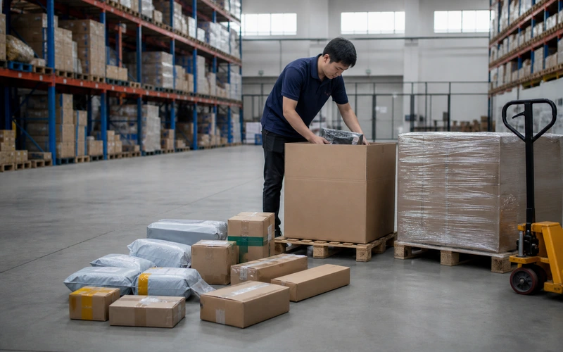 Repacking parcels from multiple 1688 suppliers into one export carton